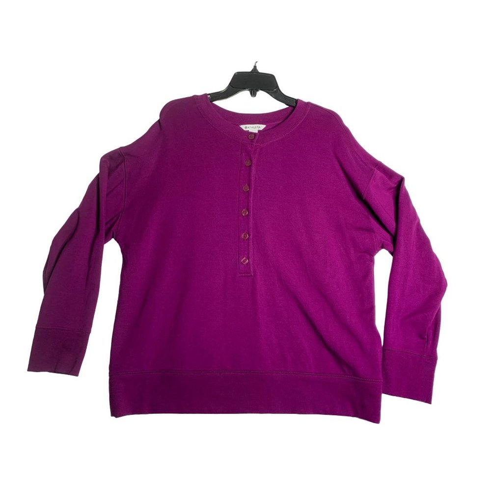 Athleta 3/4 Button Up Plum Stretch‎ Sweater Women's Size Large